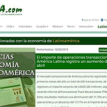 El importe de operaciones transaccionales en Amrica Latina registra un aumento del 39% en abril